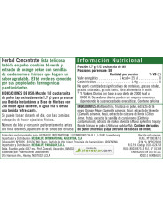 Herbalife Herbal Concentrate sabor Original - Información Nutricional e Ingredientes
